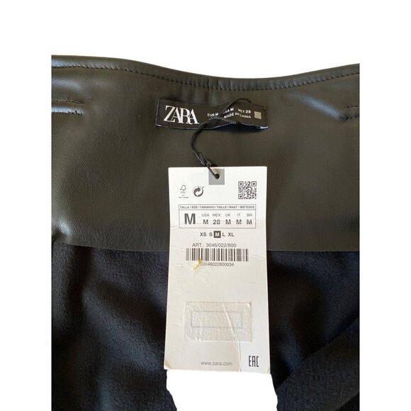 Belted Faux Leather High-Waist A-Line Mini‎ Skirt - Zip-Up, Oblique Zip Detail - Picture 8 of 9